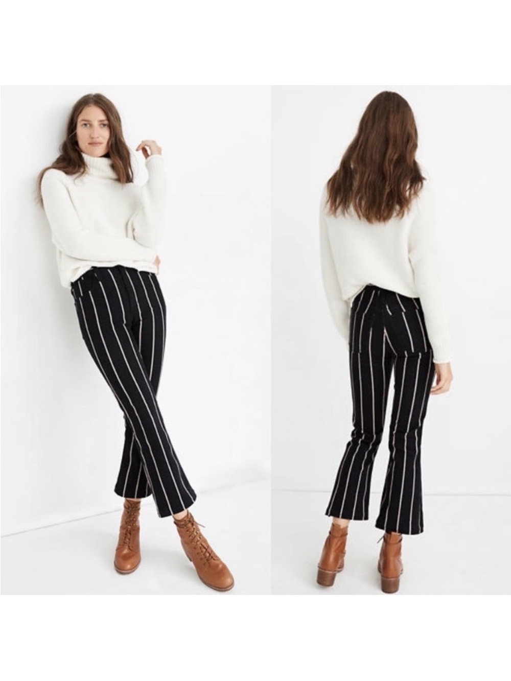 Madewell Cali Demi Boot Cut Elise Striped Denim Jeans Size 25 GUC 80's Inspired